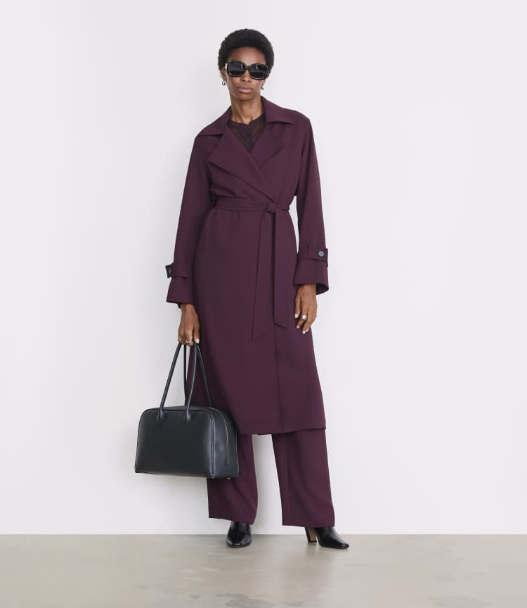 Petite LOFT Versa Crepe Drape Oversized Trench Coat