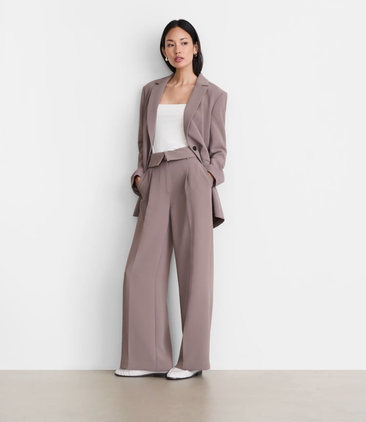 LOFT Versa Crepe Drape Foldover Waist Palazzo Pants