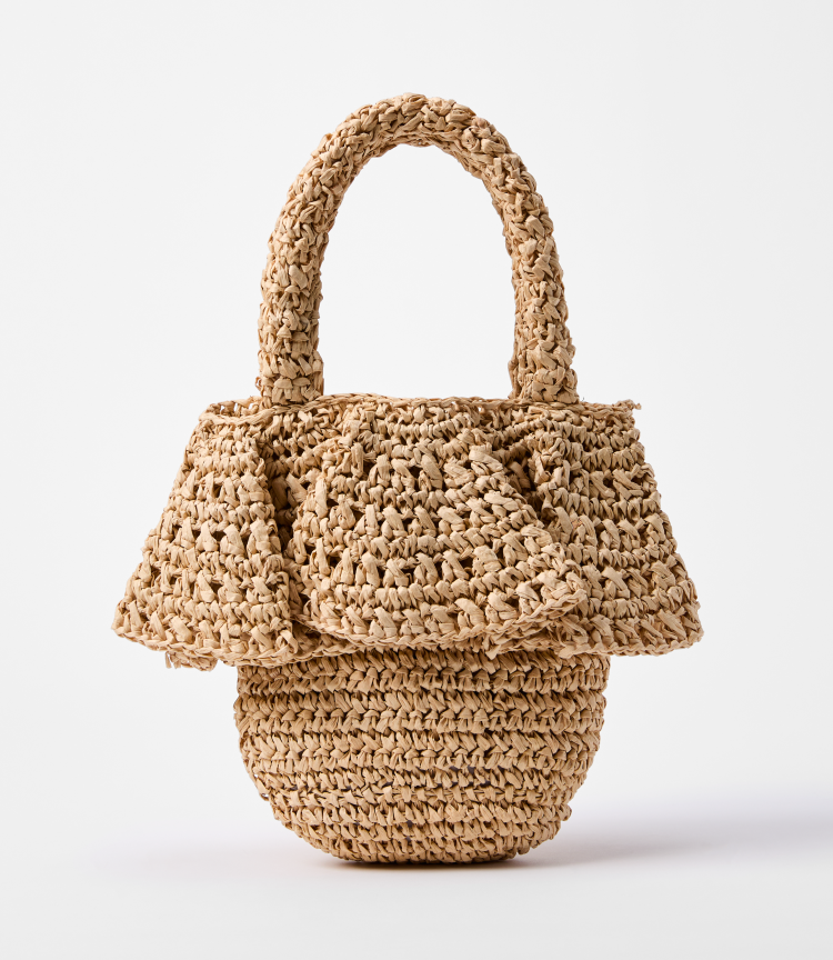 Ruffle Raffia Bag