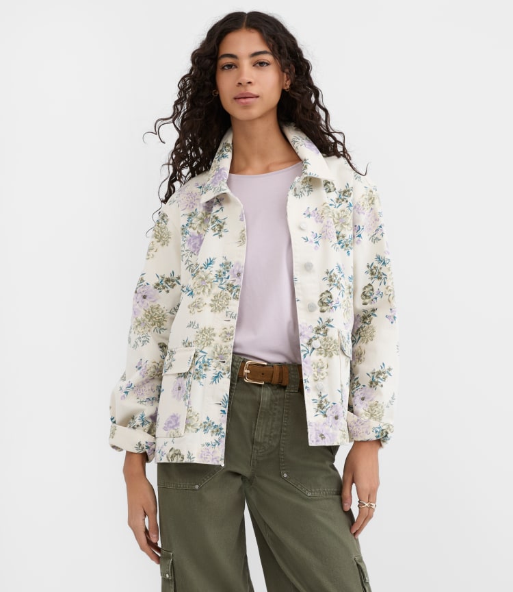 Floral Denim Chore Jacket