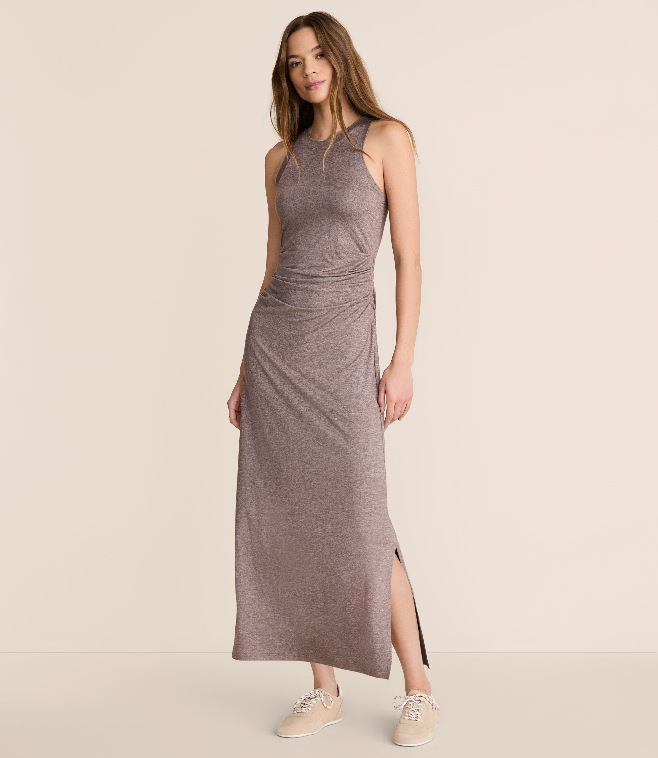 ruched grey dress Millicent Ruched Mini Dress