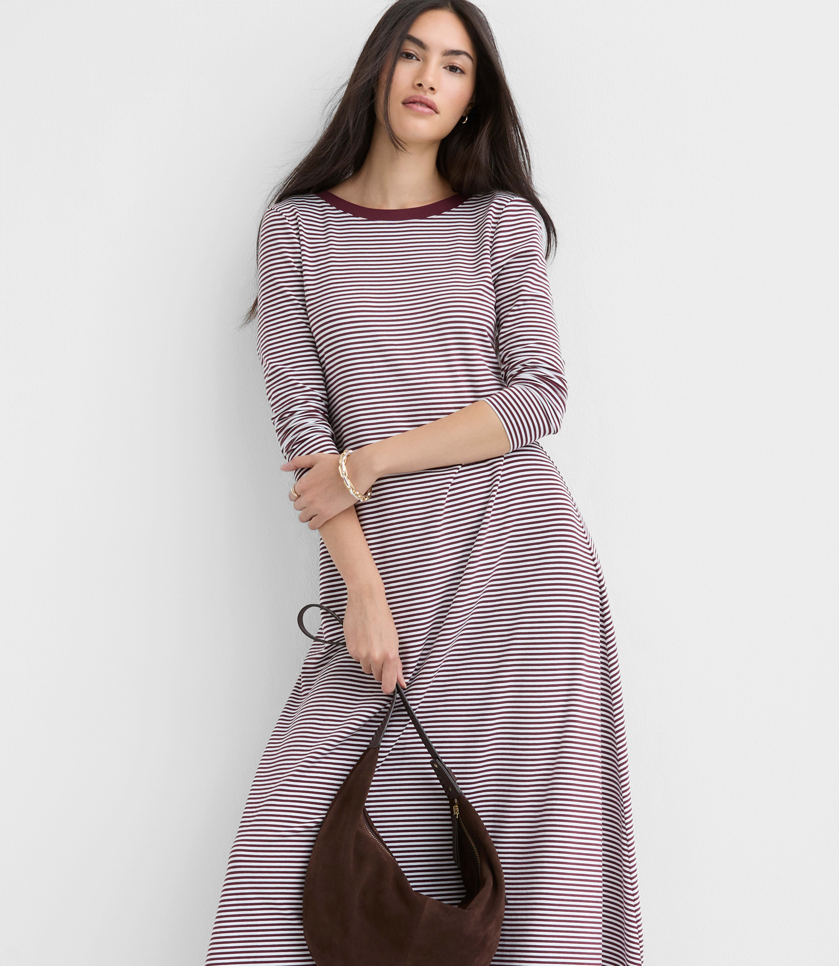 loft striped midi dress Women's Stripe Tie Waist Midi Dress by LOFT Size (10) Petite NWT