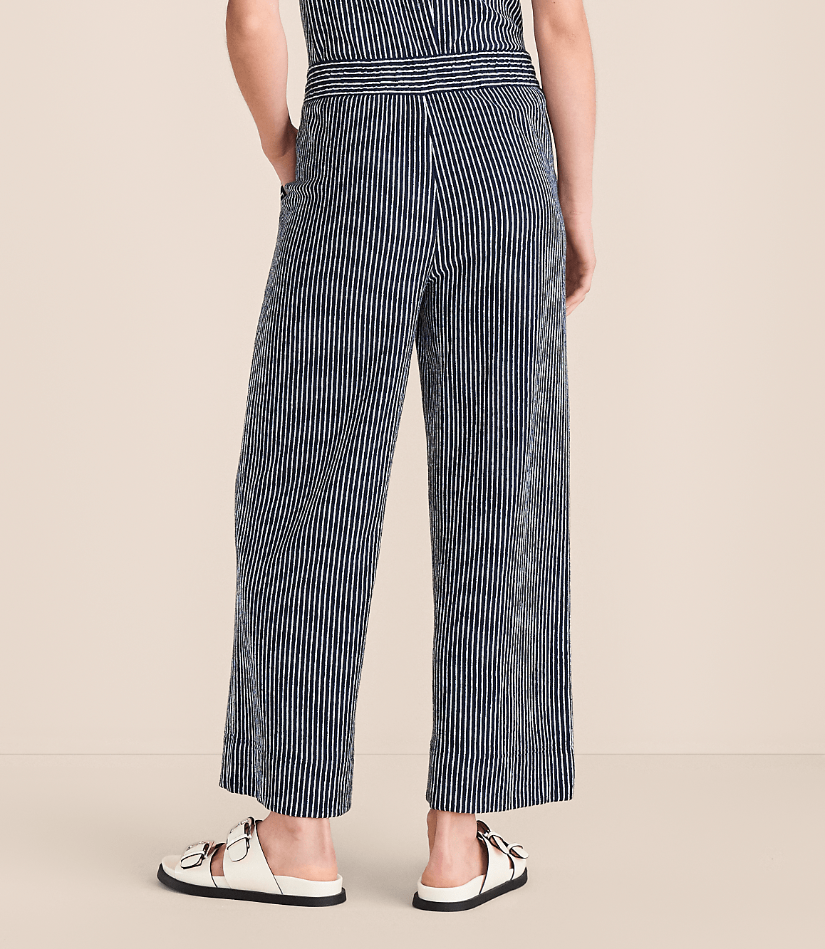 Petite Lou & Grey Striped Wide Leg Crop Pants