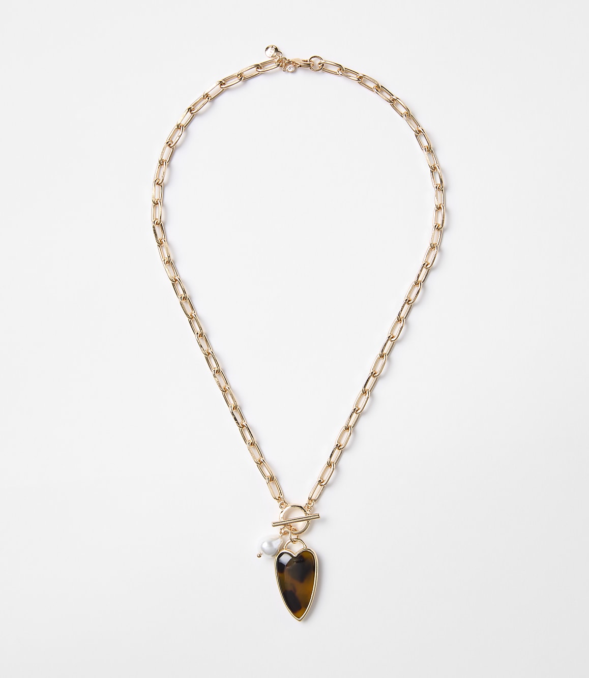Tortoiseshell Print Heart Toggle Necklace