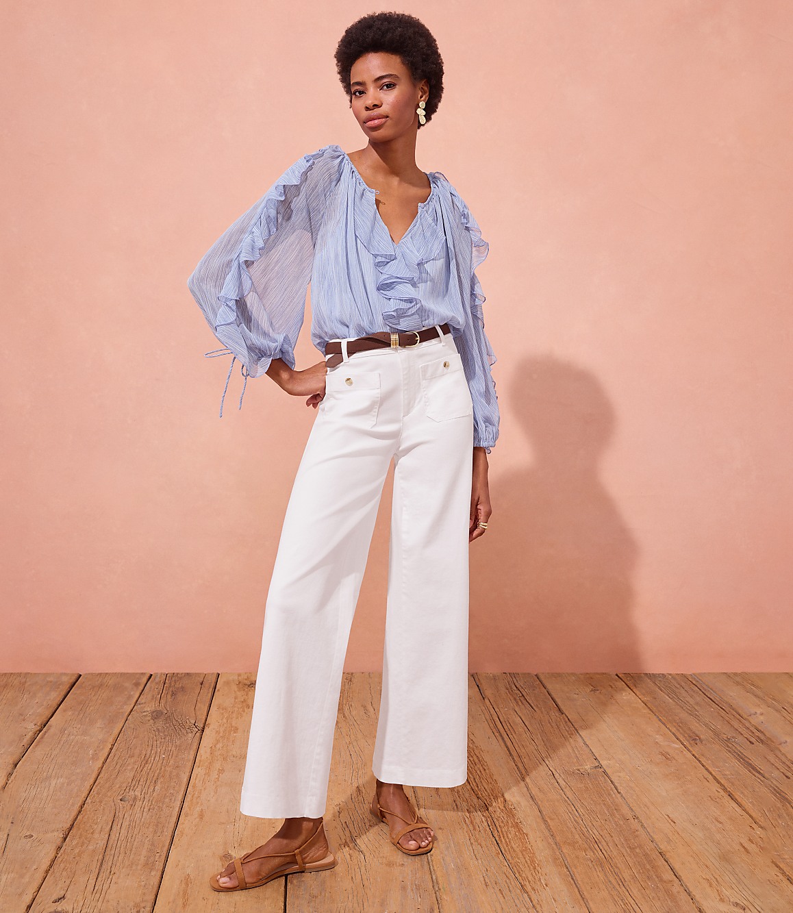 Palmer Wide Leg Crop Pants in Twill