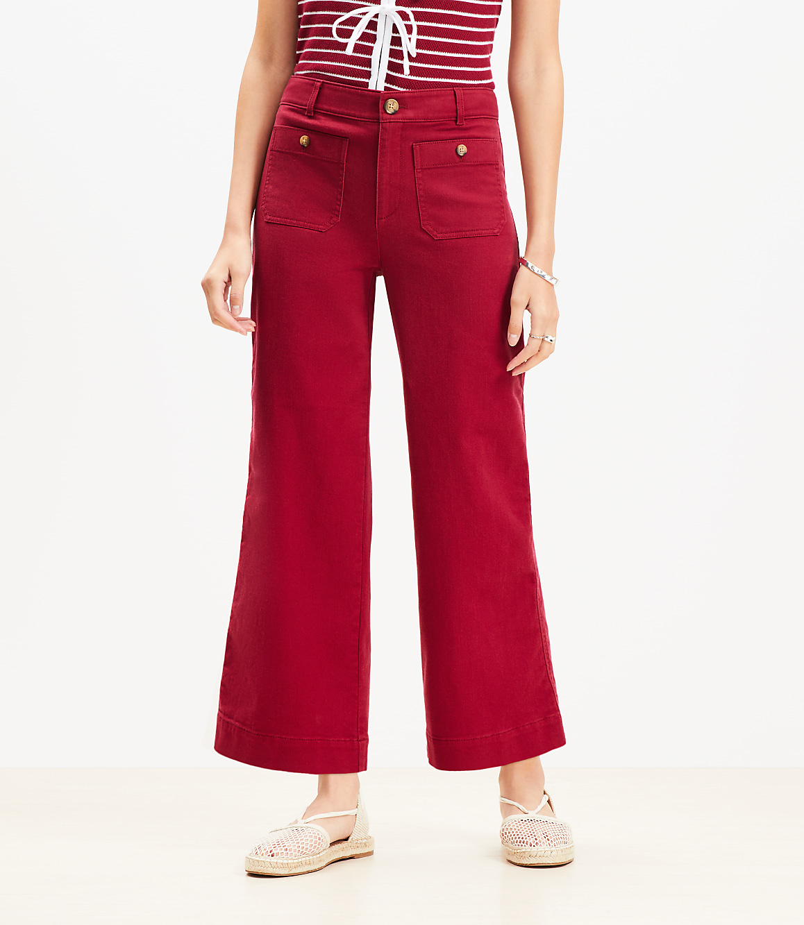 Palmer Wide Leg Crop Pants in Twill