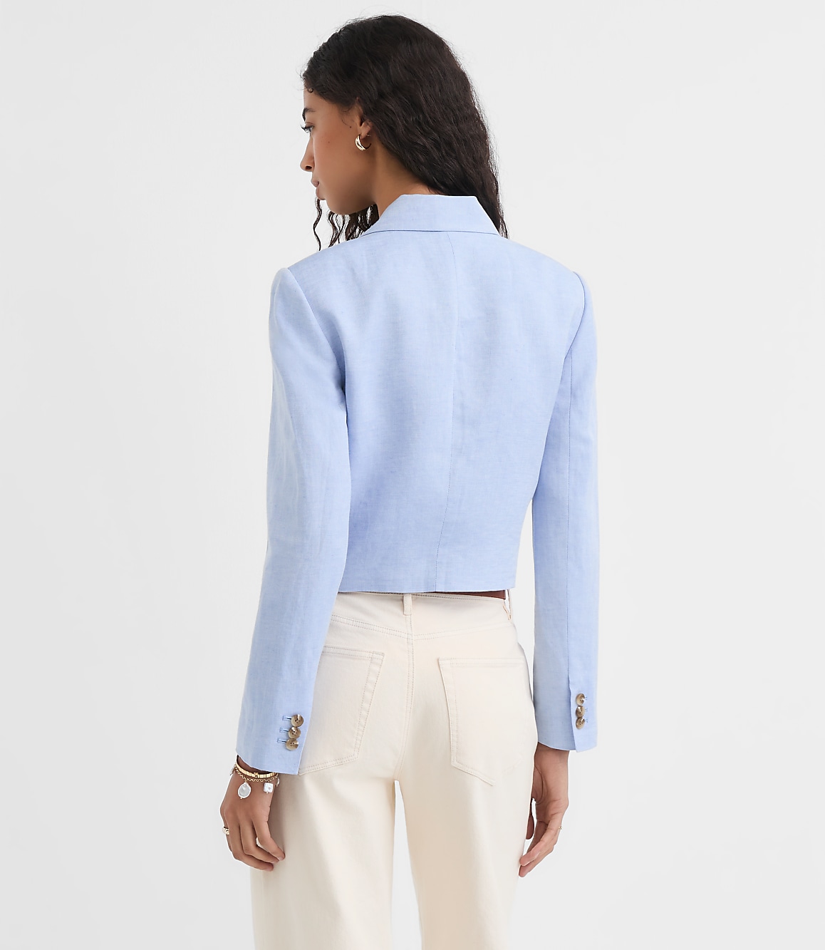 Linen Blend Cropped Blazer