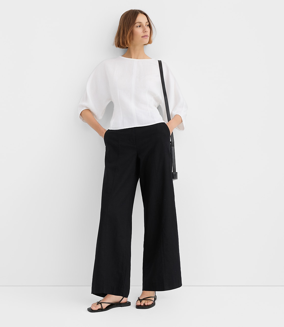 Seamed Linen Blend Blouse