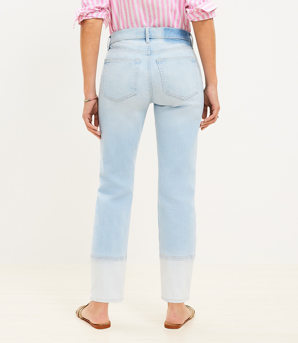 Curvy Girlfriend Jeans in Patched Light Indigo Wash