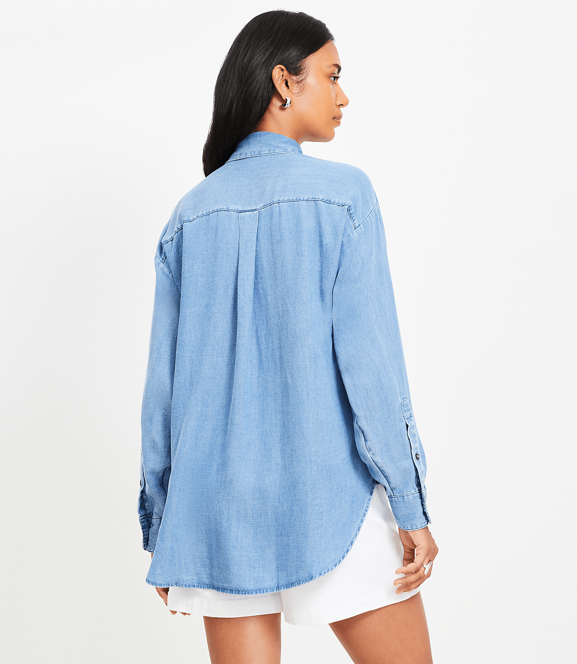 Petite Chambray Everyday Oversized Pocket Shirt