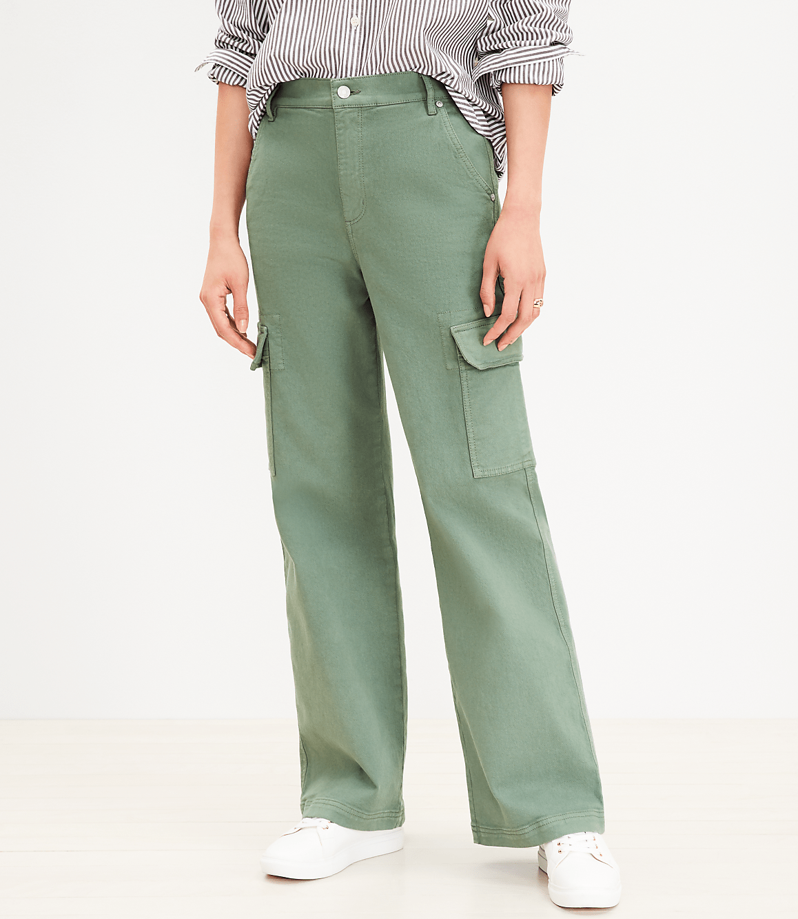 Curvy High Rise Wide Leg Utility Jeans in Mountain Rosemary