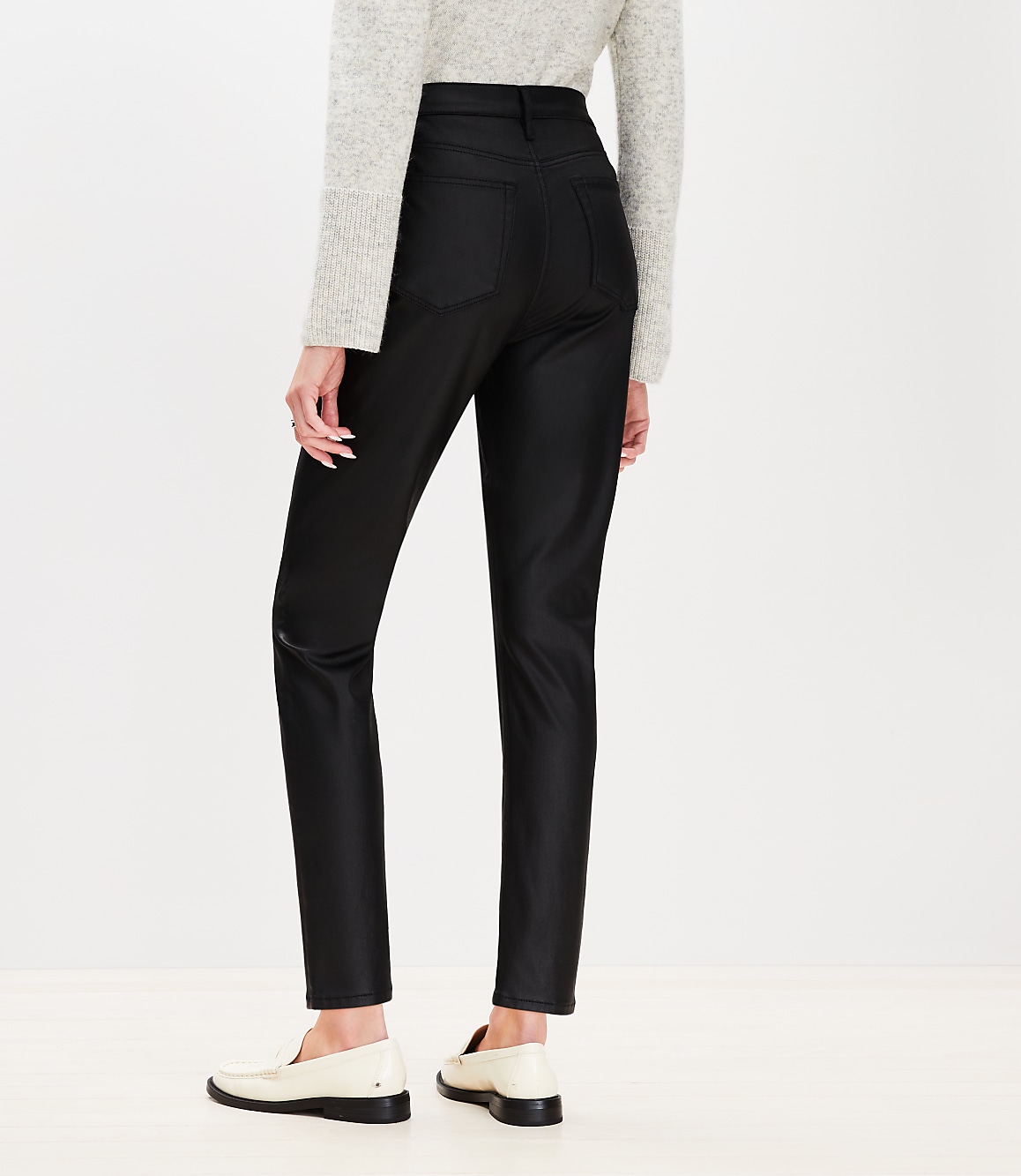 Loft Coated High Rise Skinny Jeans in Black Size 28 Women's