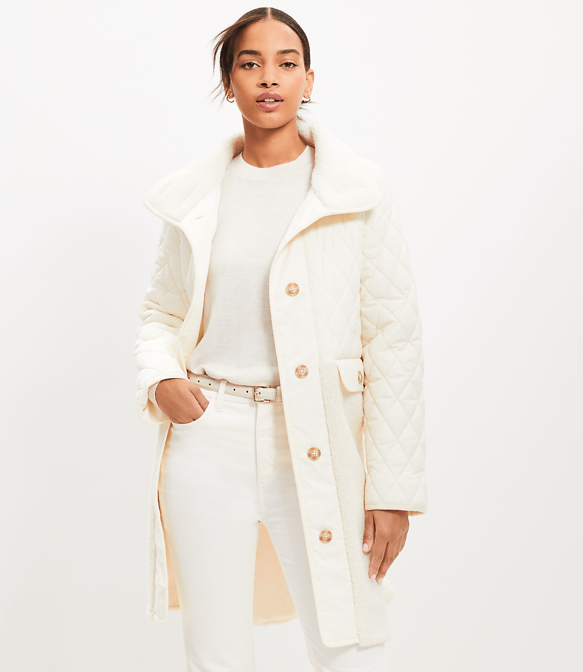 Shearling Mixed Media Coat