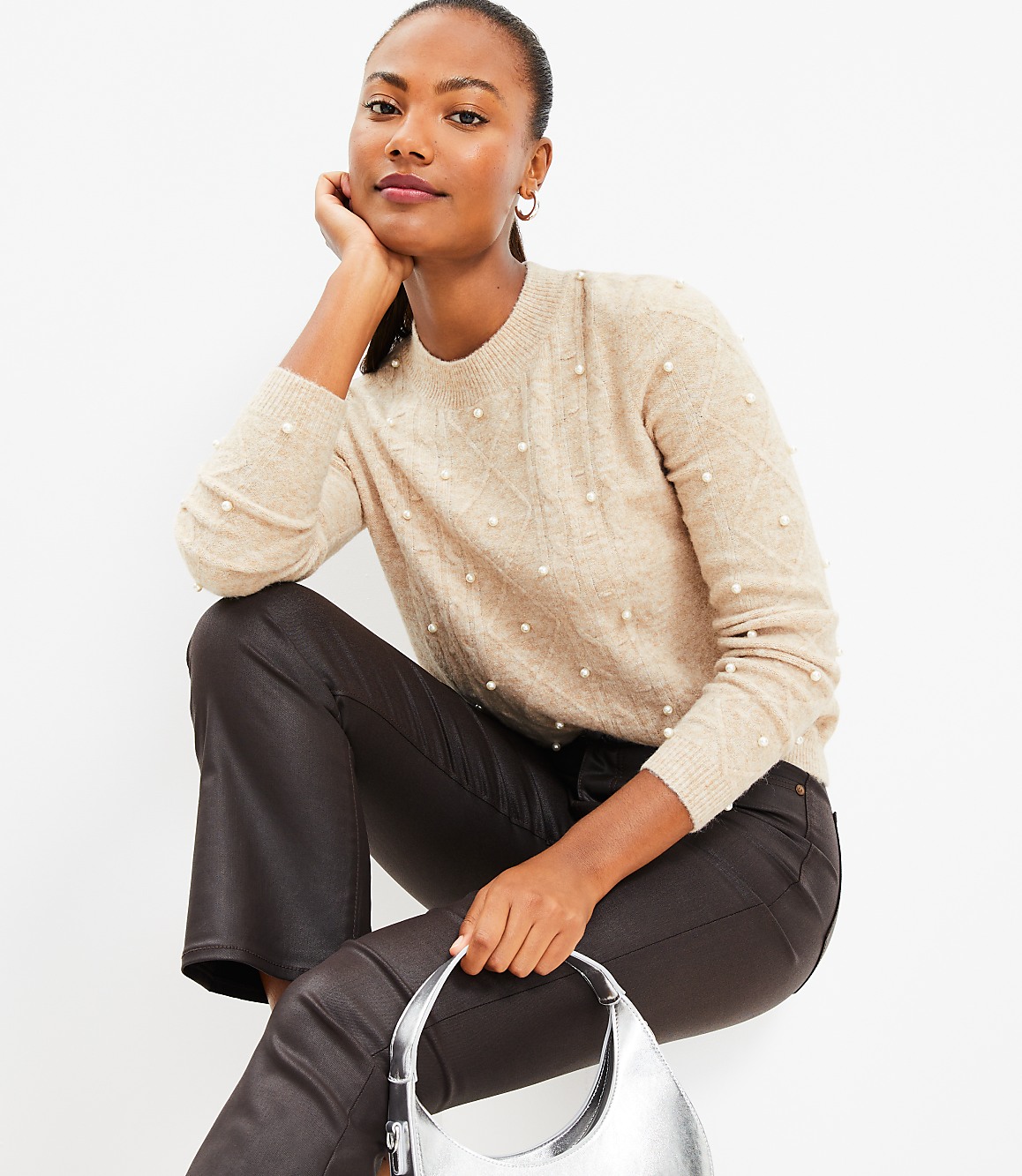 Pearlized Cable Sweater