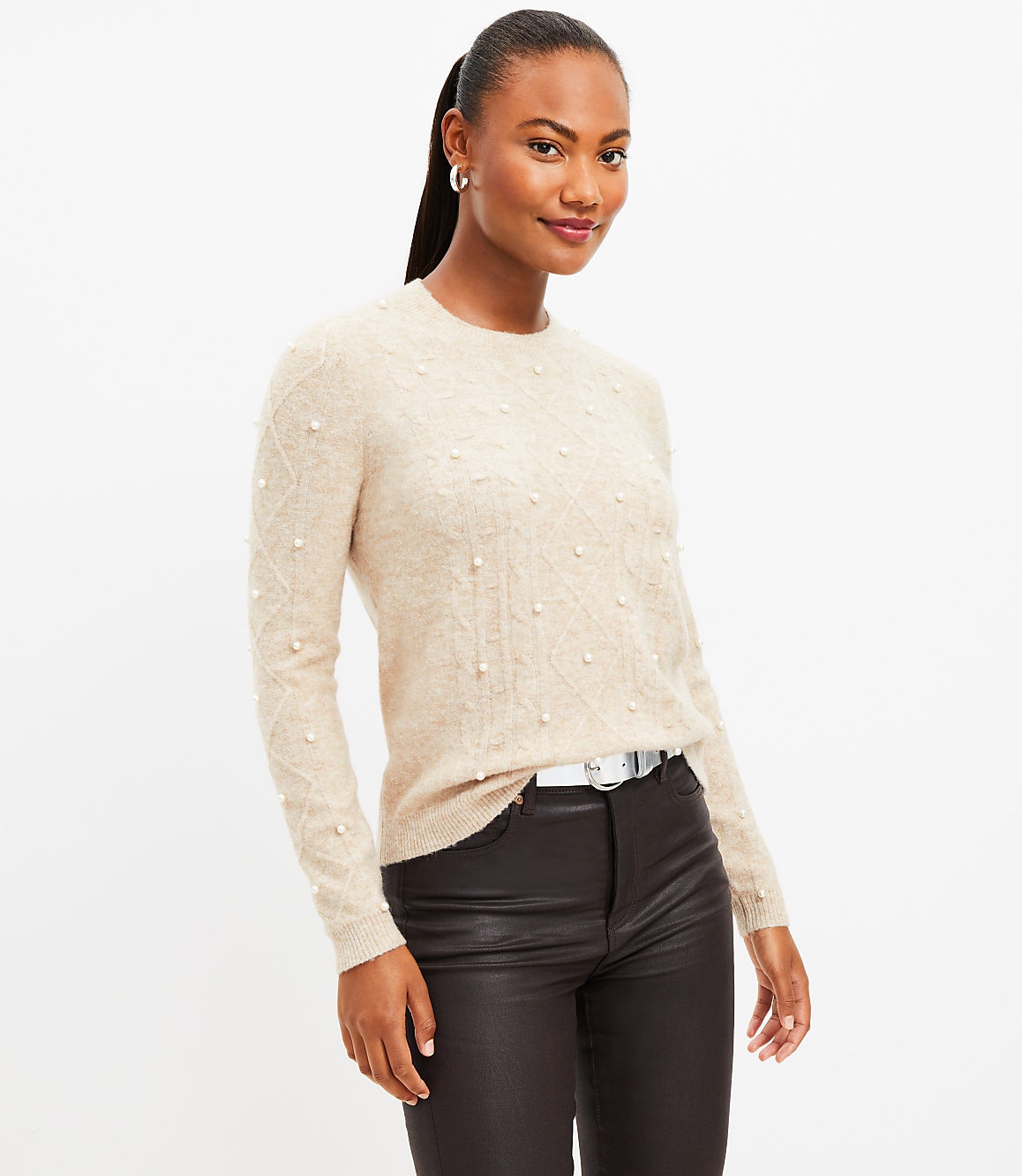 Pearlized Cable Sweater