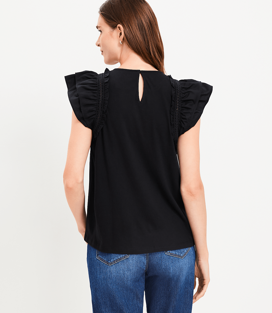 Petite Tiered Ruffle Mixed Media Top