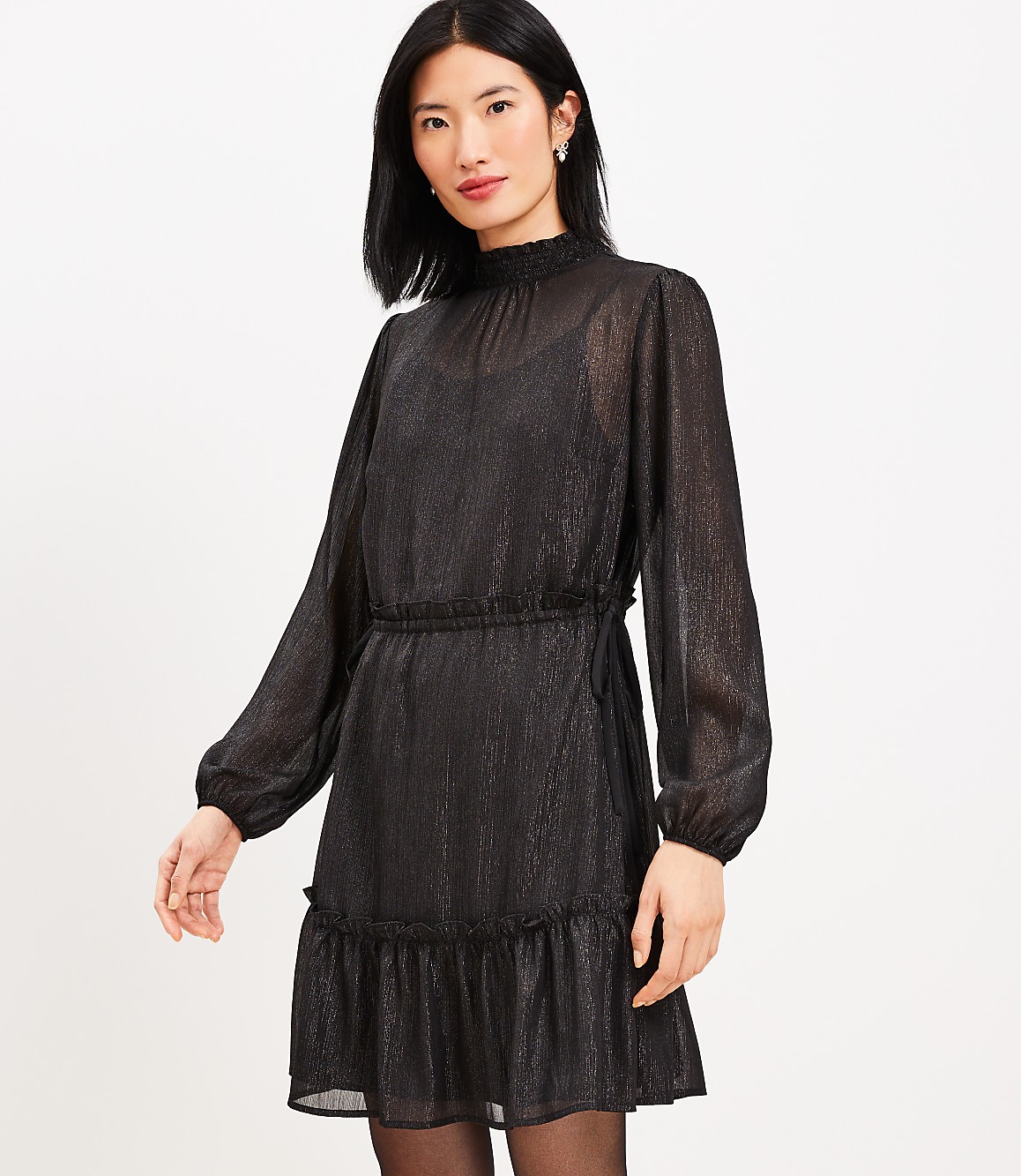 Smocked Neck Tiered Swing Dress