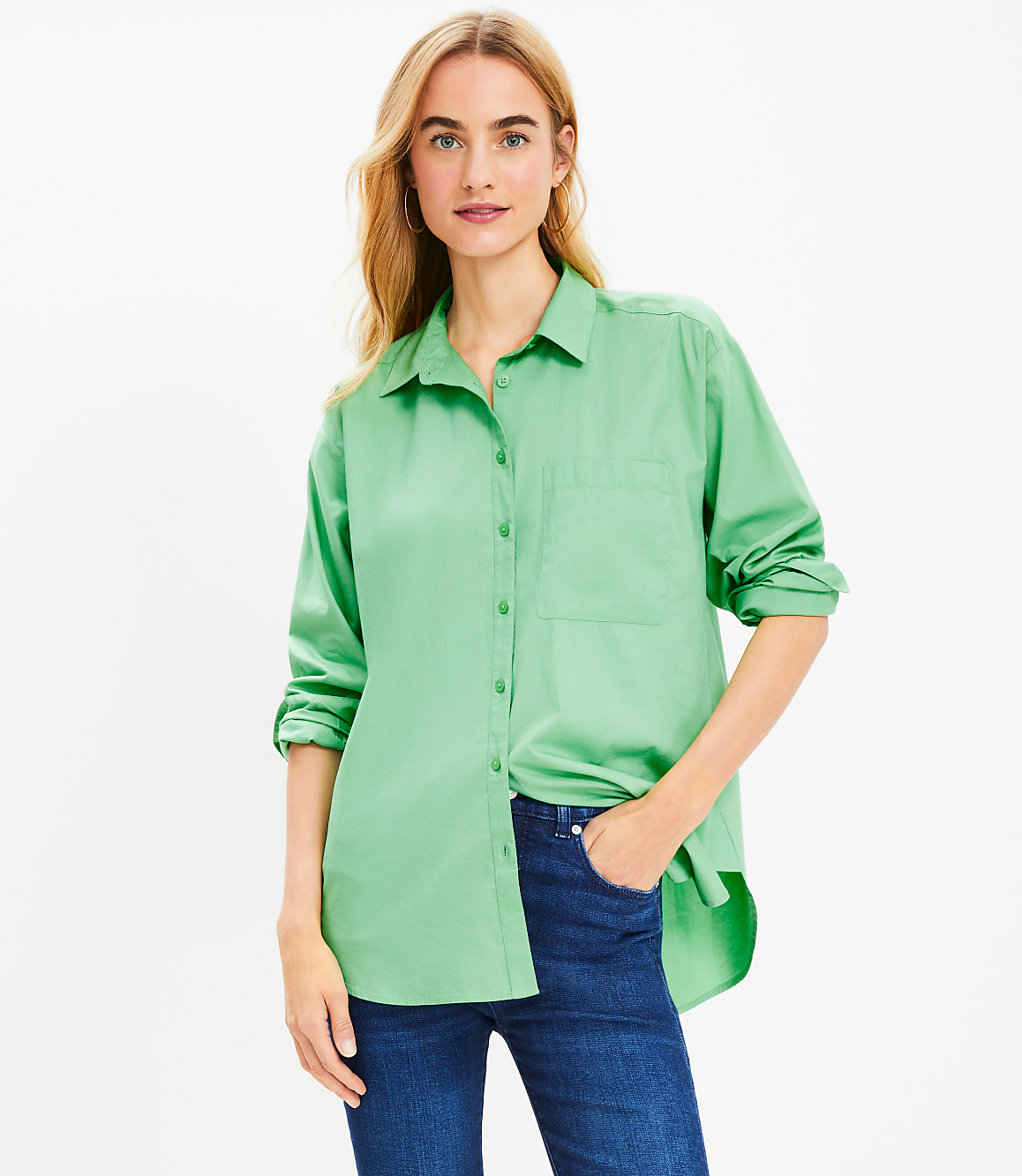Cotton Blend Everyday Oversized Pocket Shirt