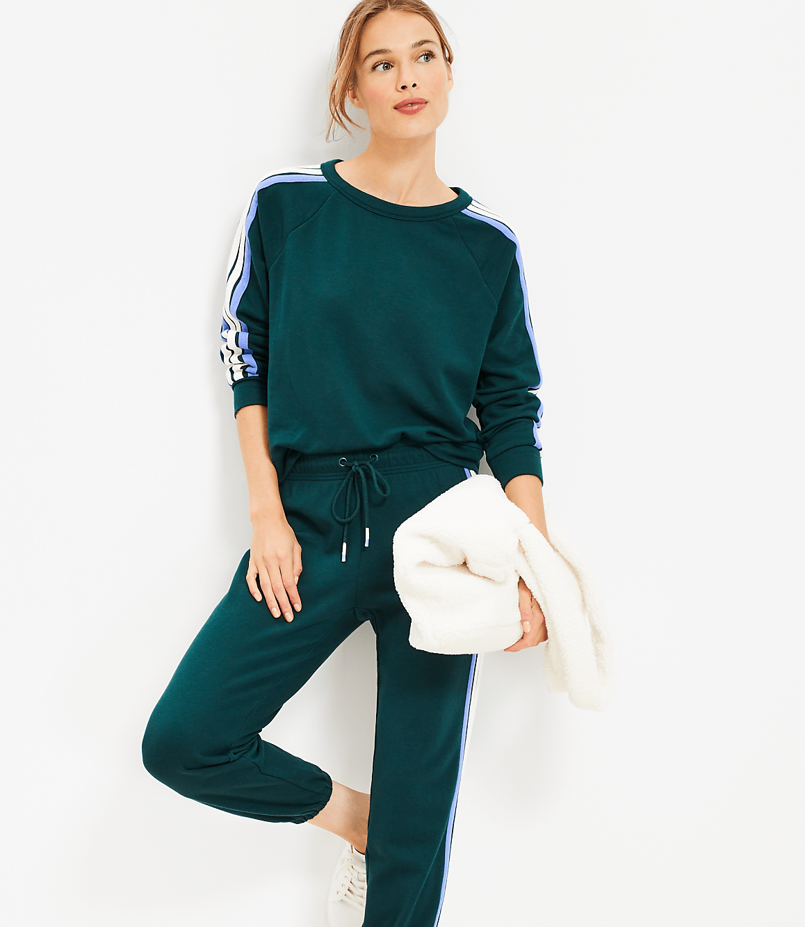 Lou & Grey Side Striped Cozy Cotton Terry Sweatshirt