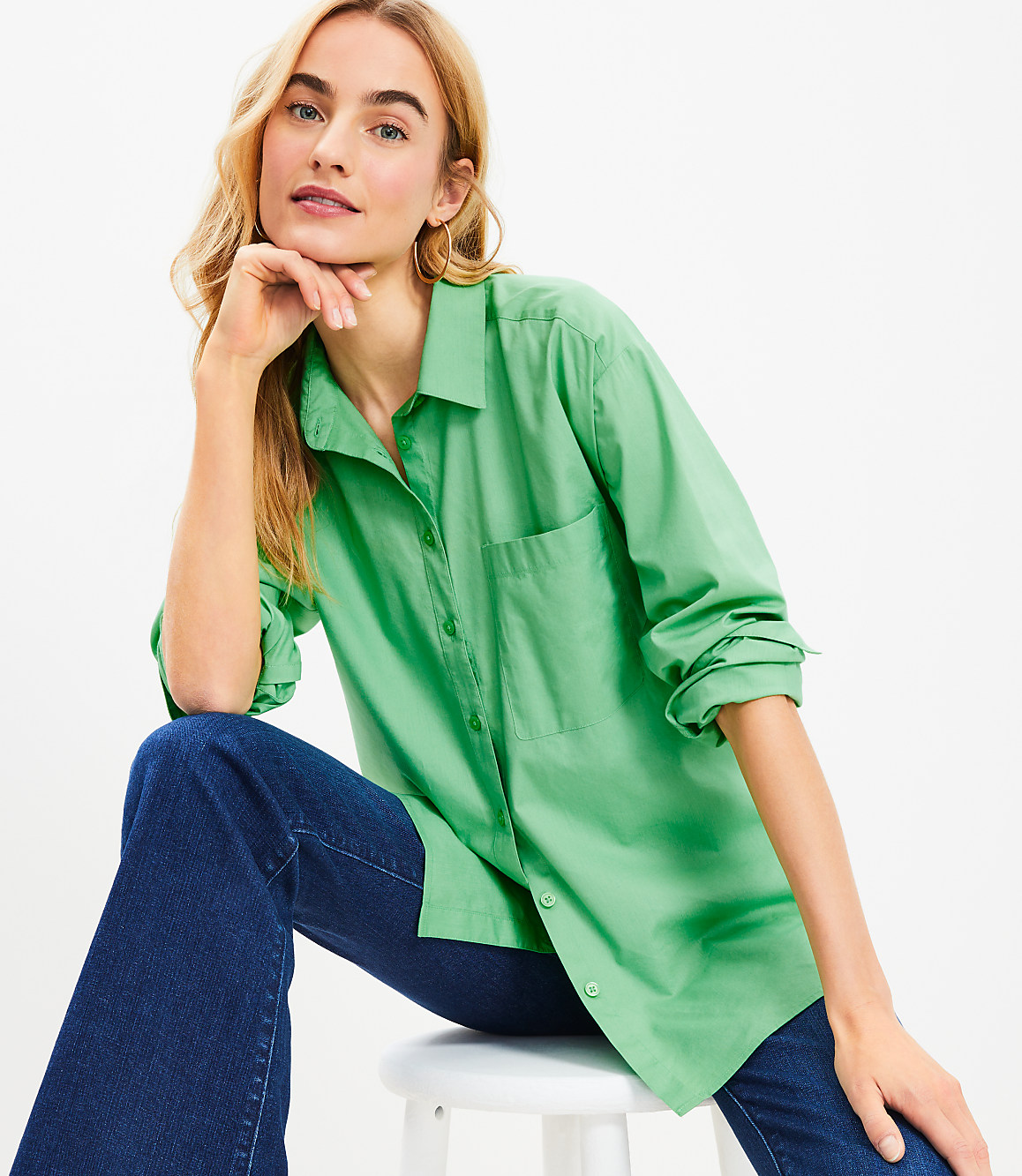 Cotton Blend Everyday Oversized Pocket Shirt