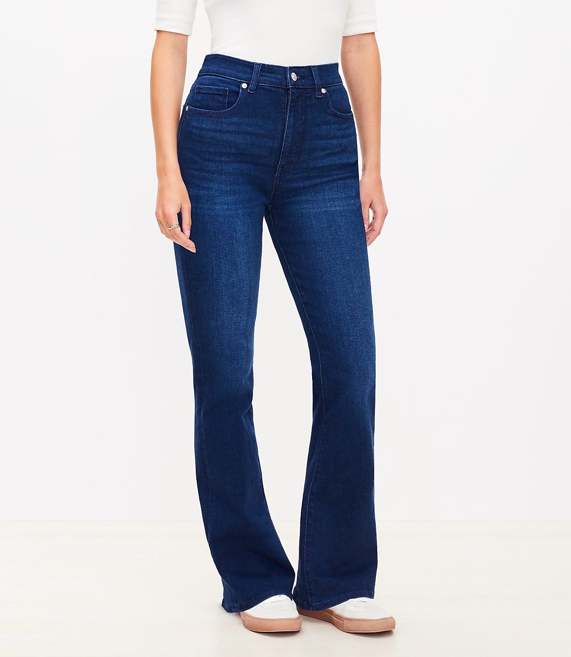 Curvy High Rise Slim Flare Jeans in Dark Wash