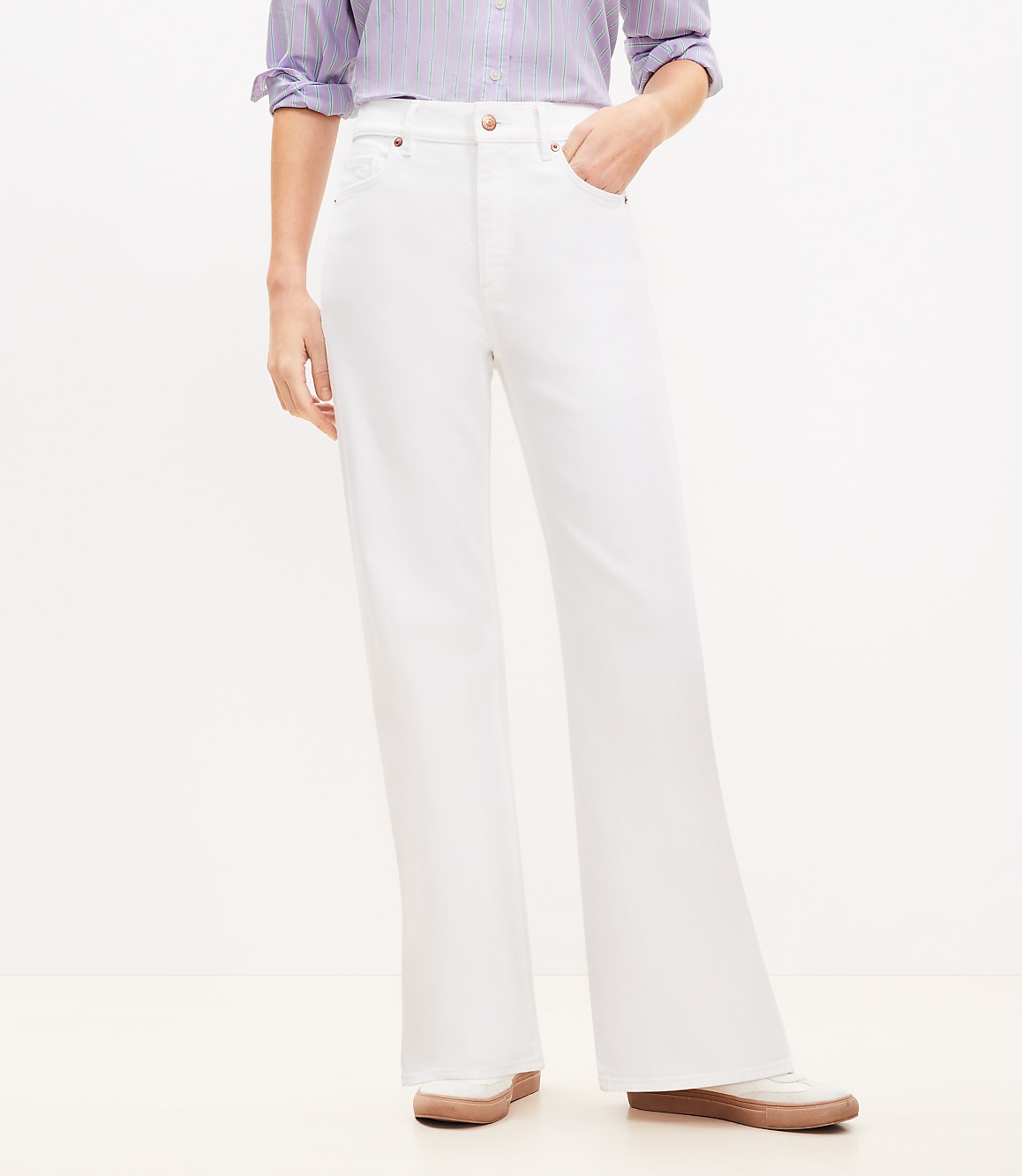 High Rise Wide Leg Jeans in White