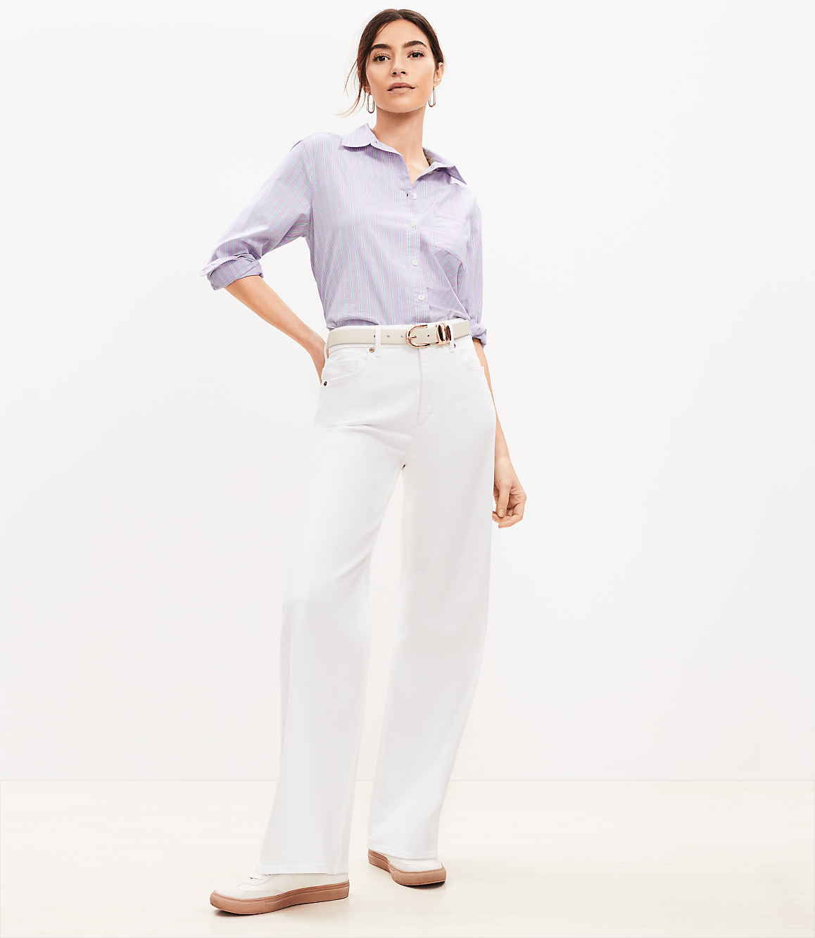 High Rise Wide Leg Jeans in White