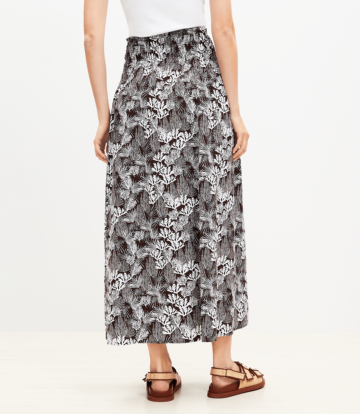 Coral Reef Poplin Smocked Maxi Skirt