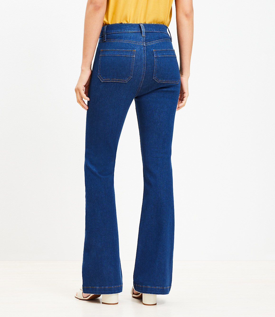 Tall High Rise Patch Pocket Slim Flare Jeans in Dark Wash