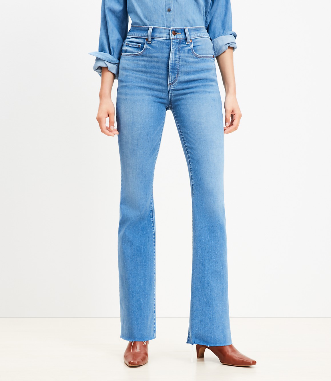 Fresh Cut High Rise Slim Flare Jeans in Light Wash Indigo
