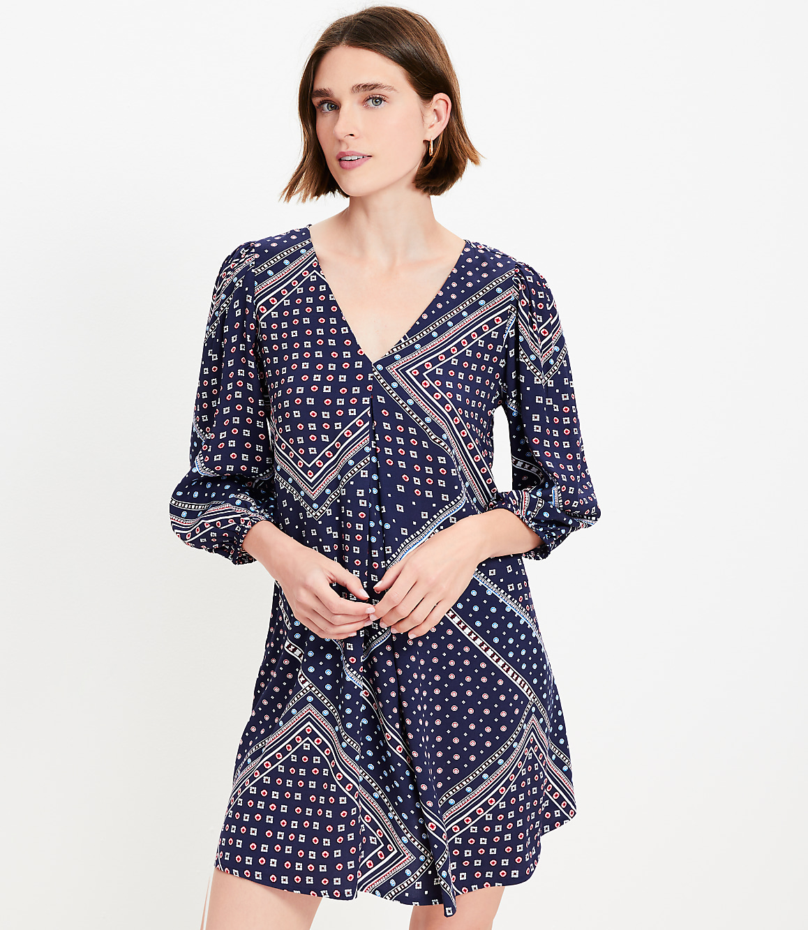 Bandana Print Pleated Mini Pocket Dress