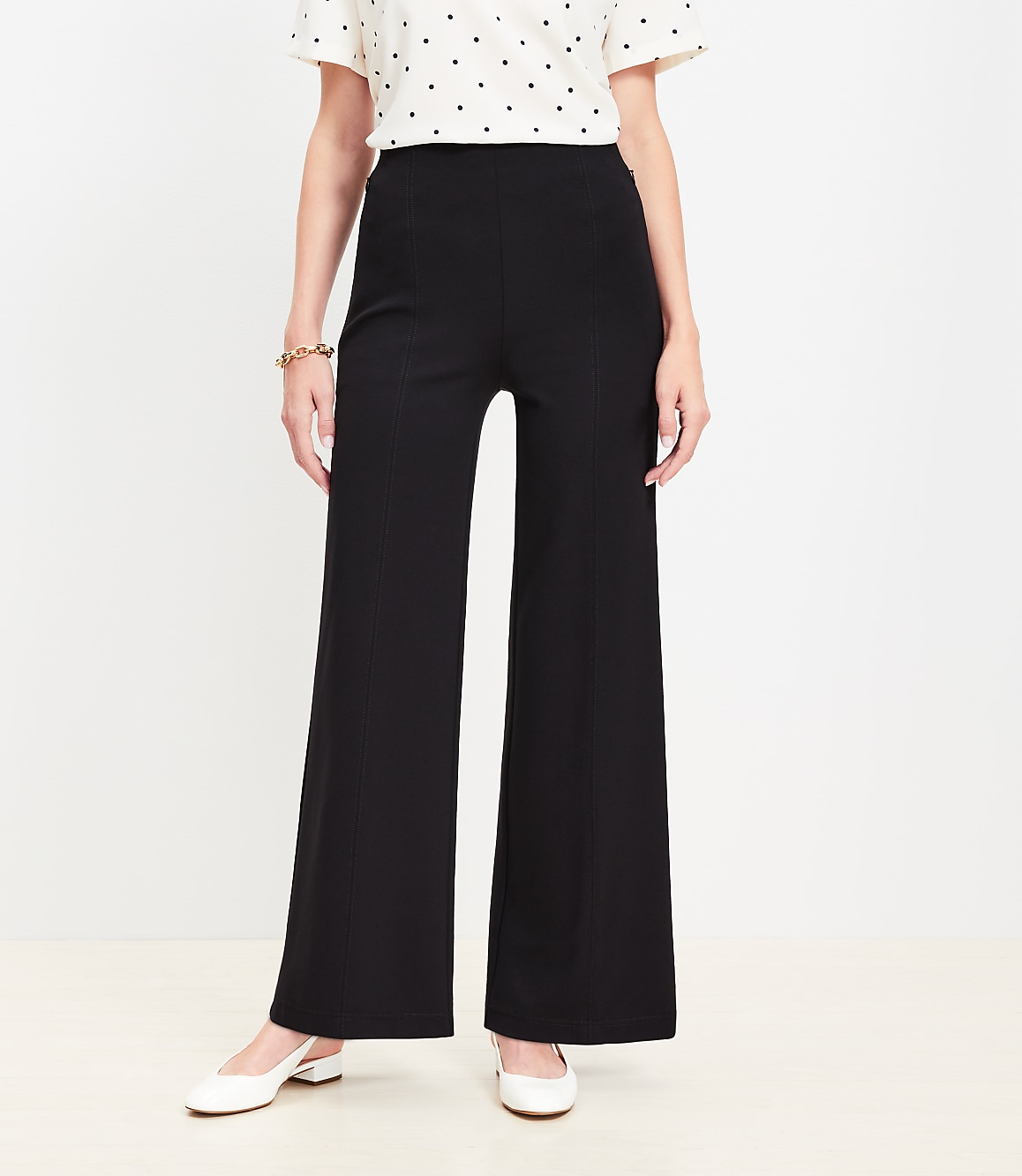 Petite Ponte Wide Leg Pants