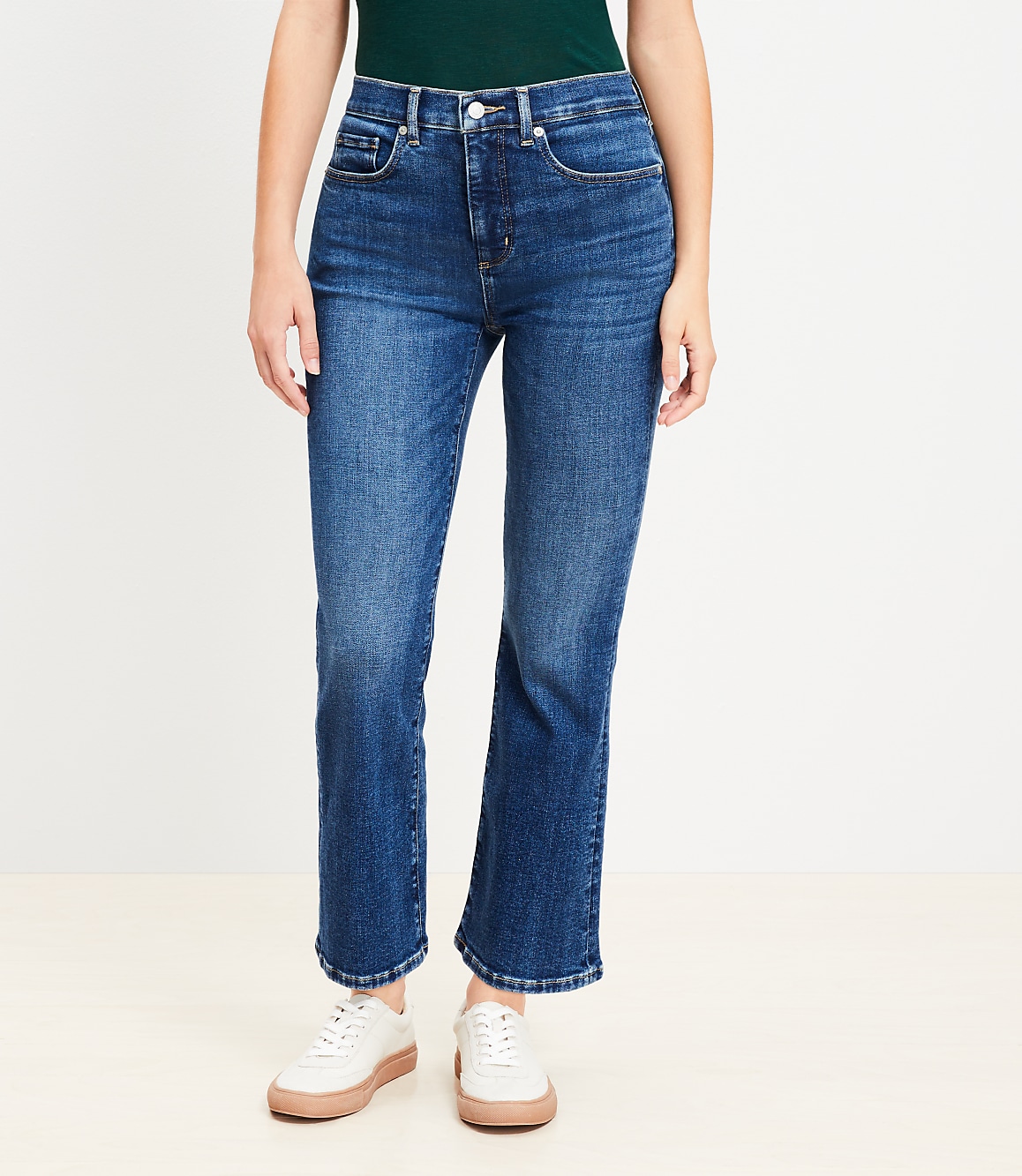Curvy High Rise Kick Crop Jeans in Authentic Vintage Mid Wash
