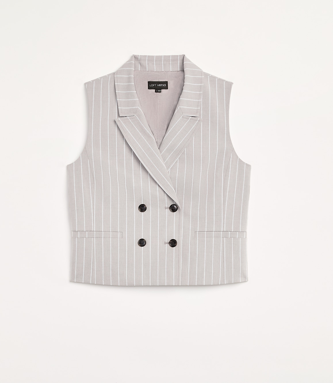 Petite LOFT Versa Striped Seasonless Stretch Double Breasted Vest