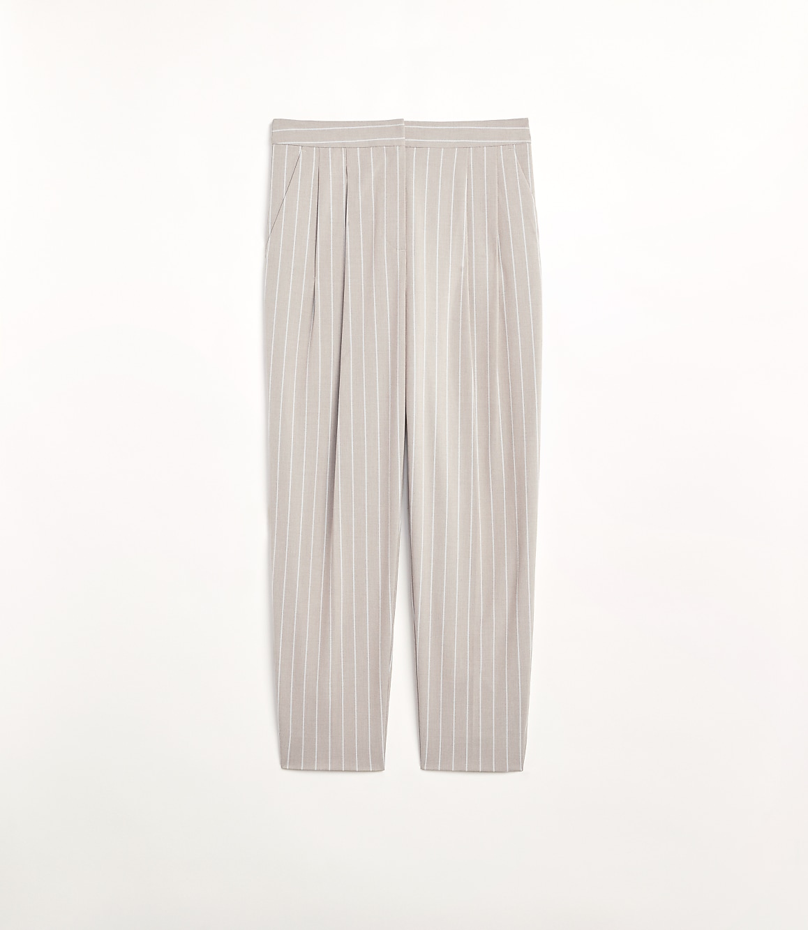 Petite LOFT Versa Seasonless Stretch Double Pleat Taper Pant in Stripe