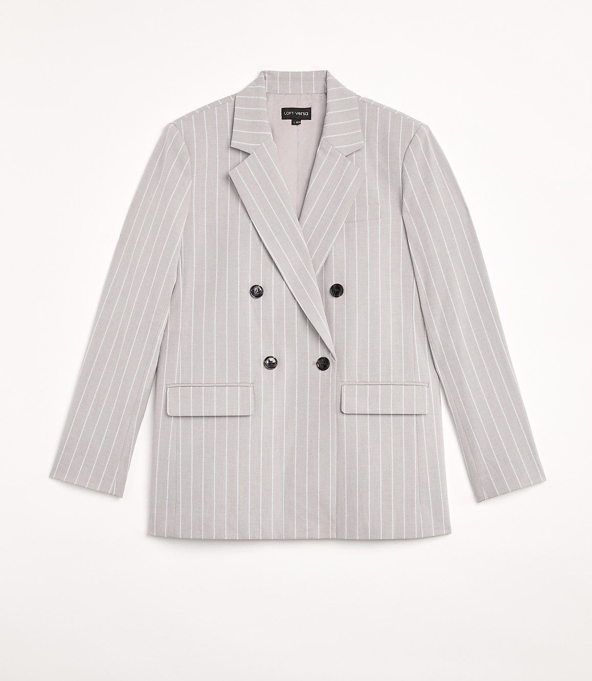Petite LOFT Versa Striped Seasonless Stretch Double Breasted Blazer