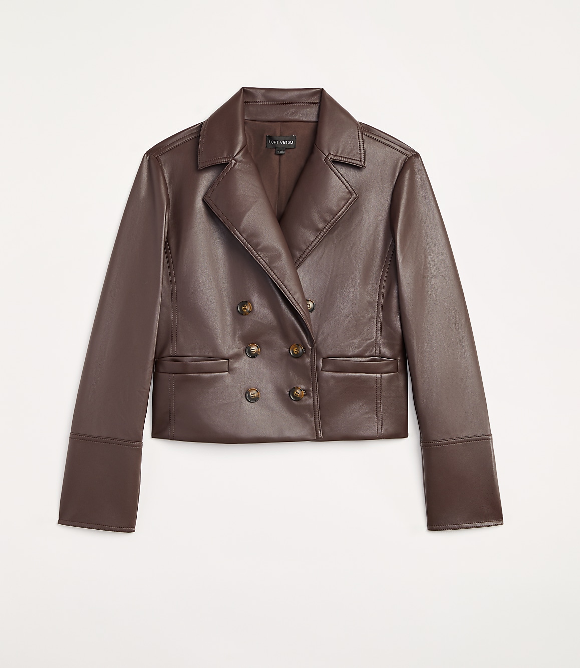 Tall LOFT Versa Faux Leather Cropped Double Breasted Blazer