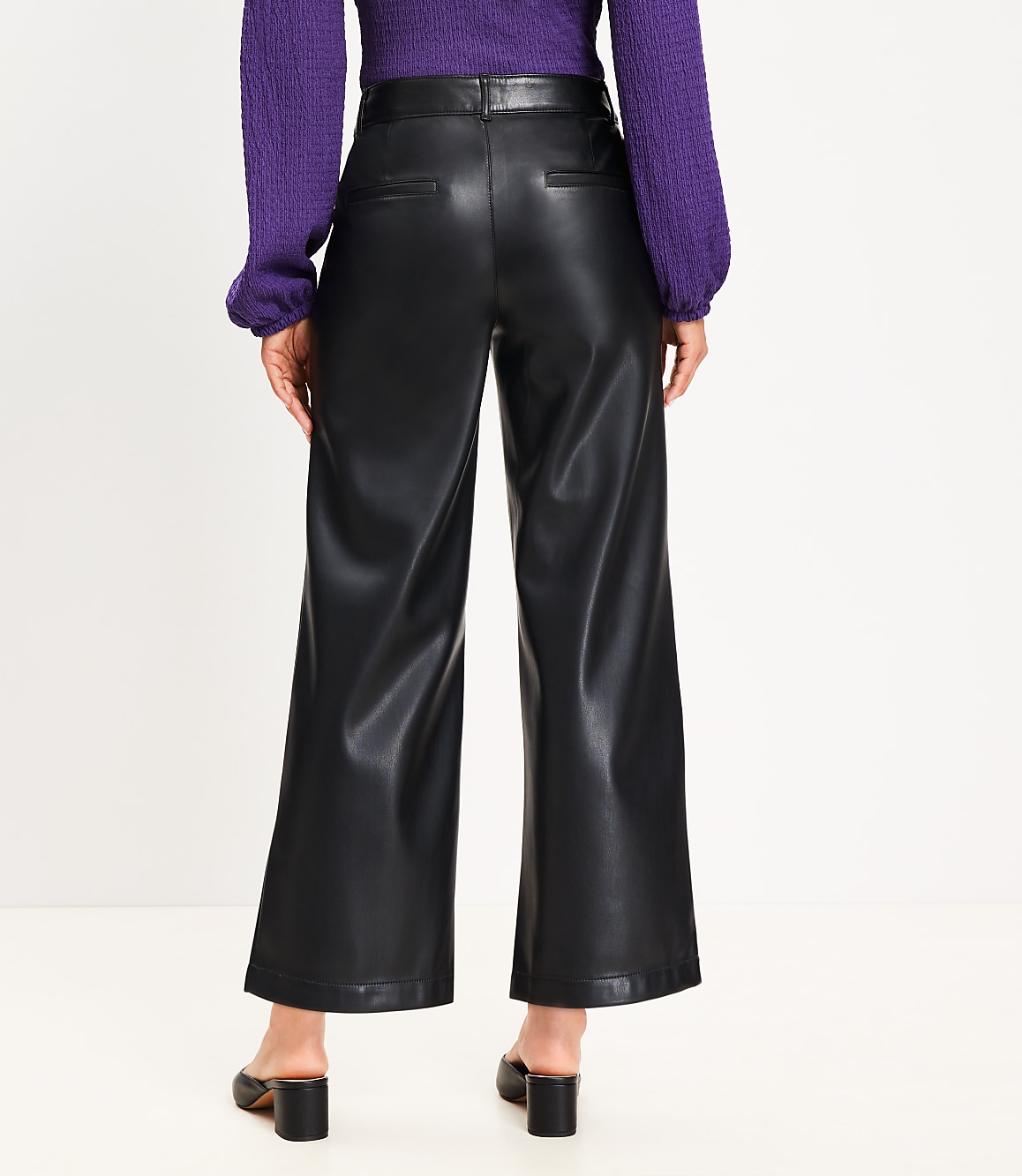 Tall Curvy Palmer Wide Leg Crop Pants in Faux Leather