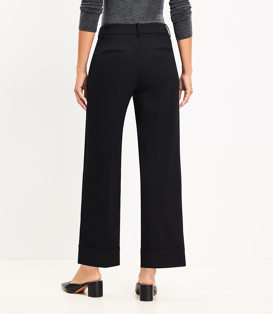 Straight Cropped Cuff Pant in Twill