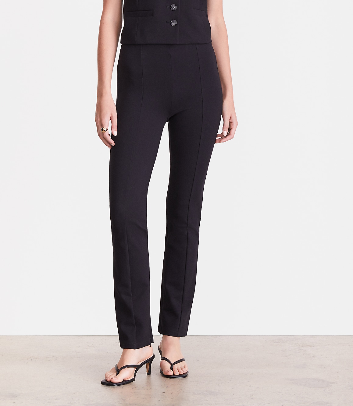 Petite LOFT Versa Ponte Deluxe Split Hem Slim Pants