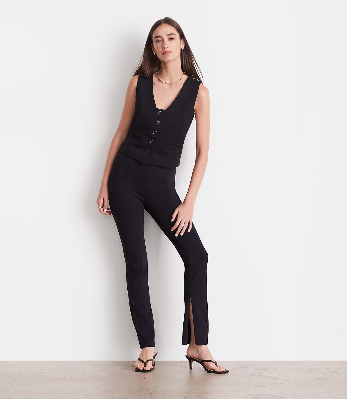 LOFT Versa Ponte Deluxe Split Hem Slim Pants