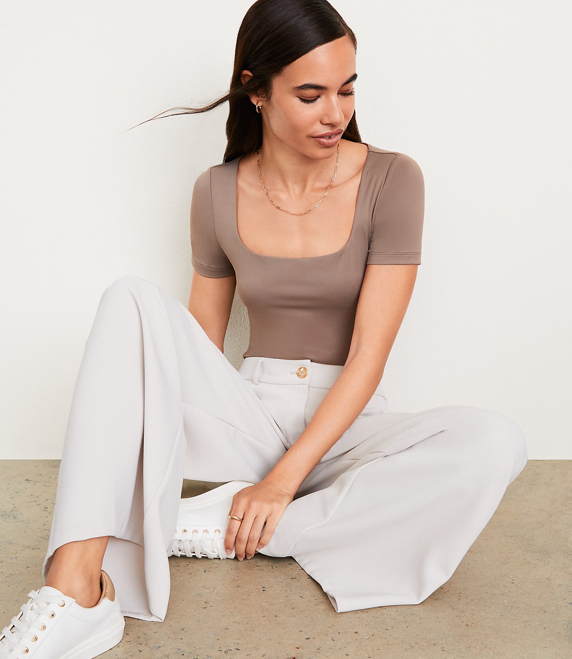 LOFT Versa 360 Knit Square Neck Tee