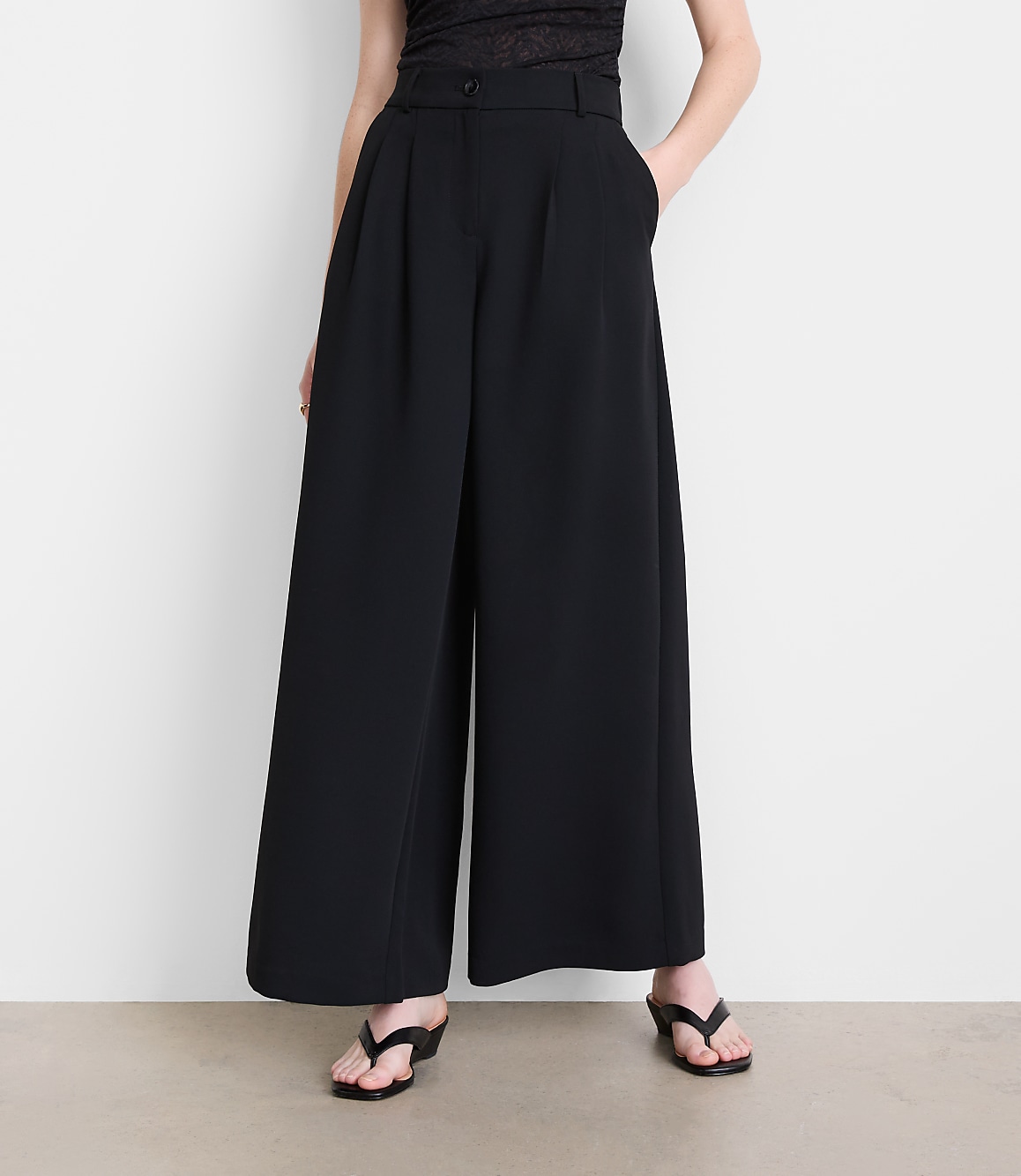 Petite LOFT Versa Crepe Drape Palazzo Pant