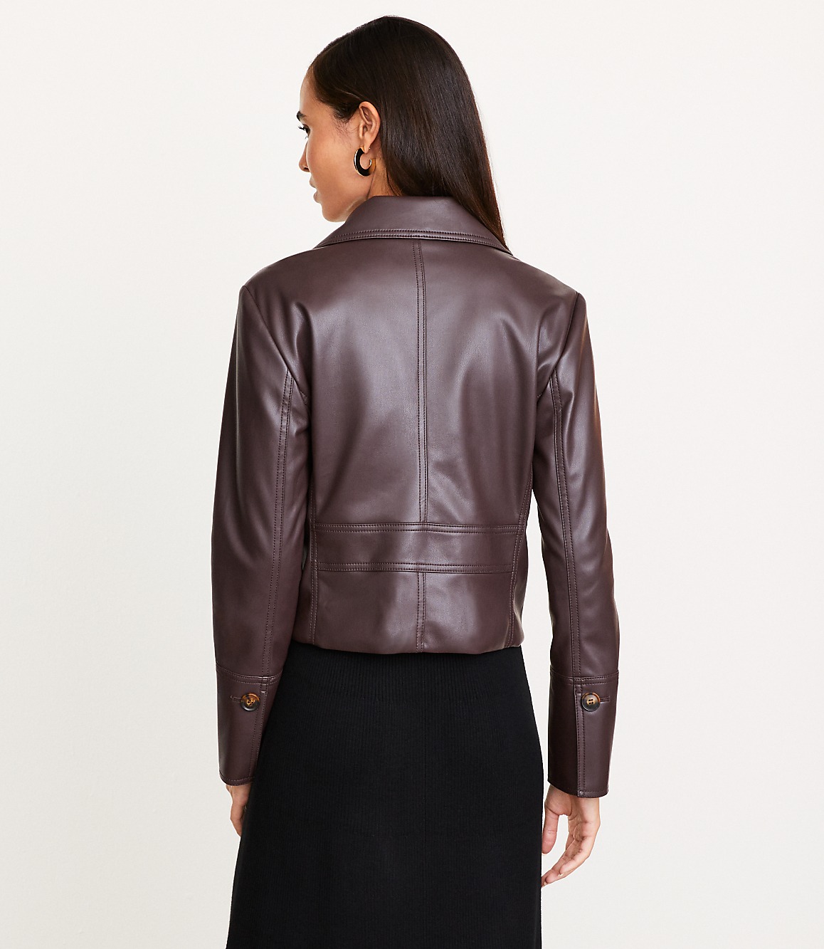 Tall LOFT Versa Faux Leather Cropped Double Breasted Blazer