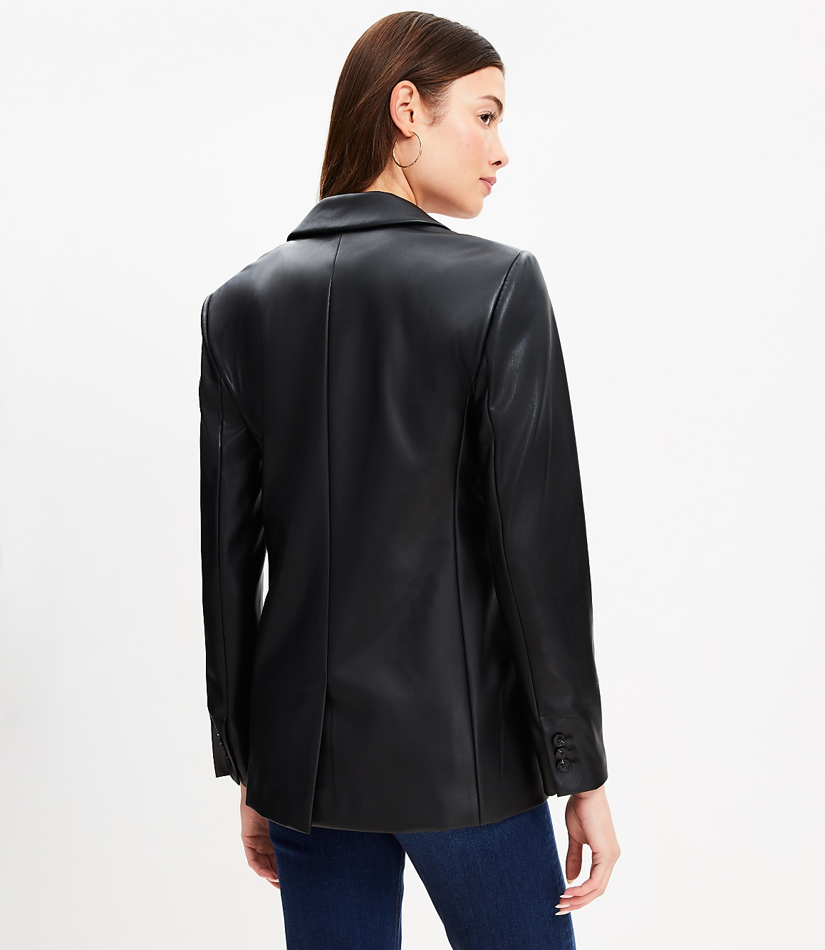 Faux Leather Relaxed Blazer