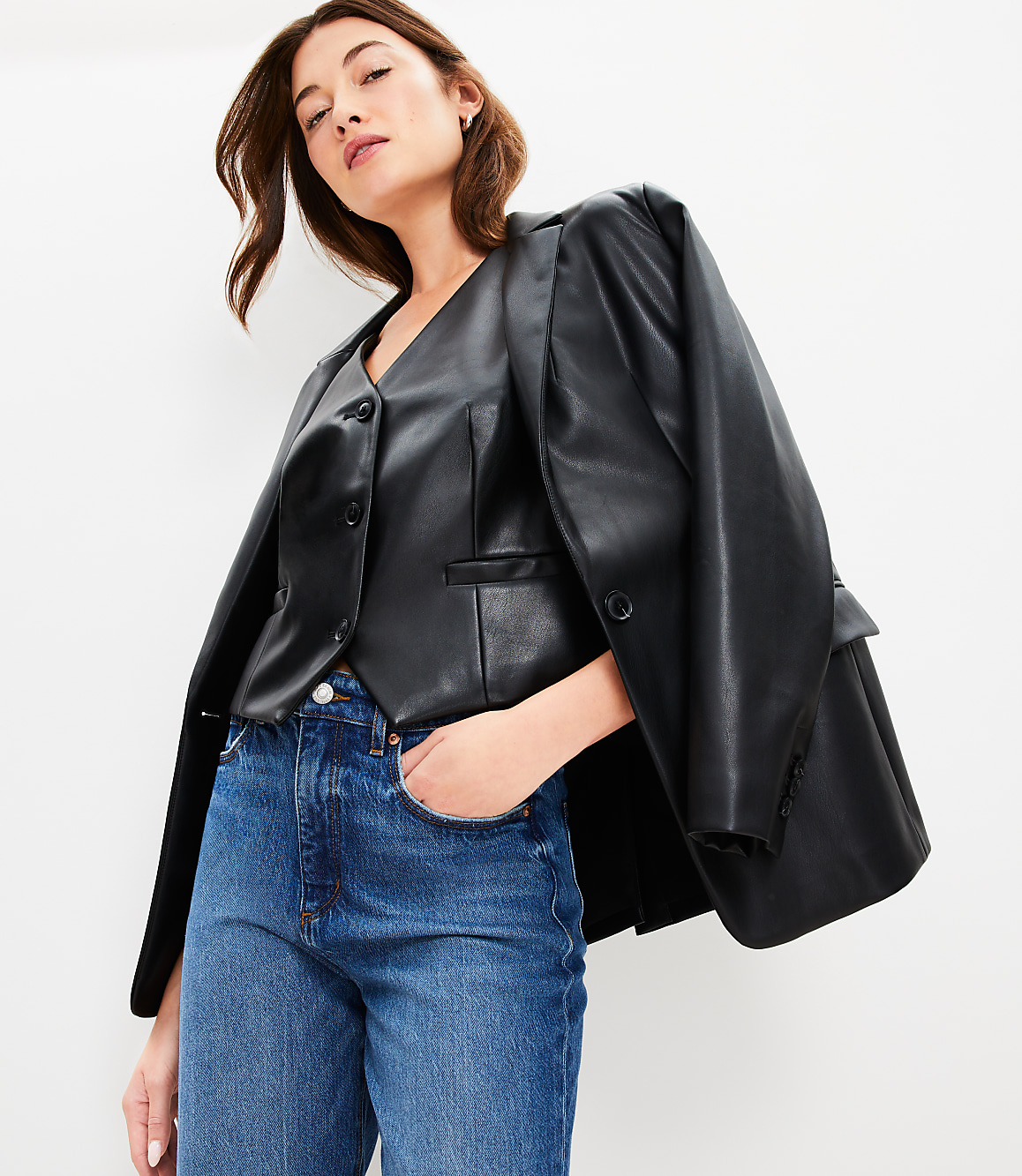 Faux Leather Pocket Vest
