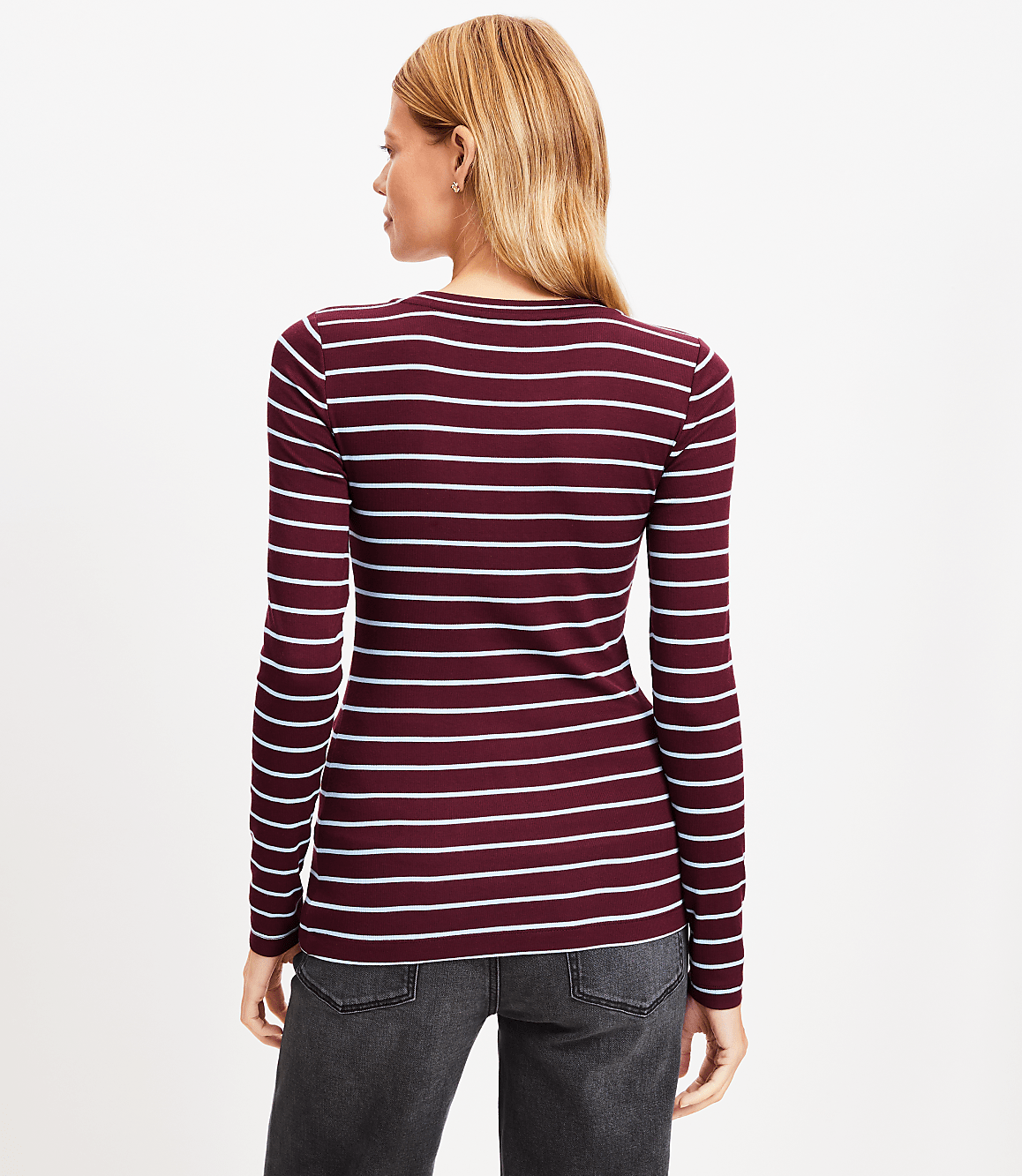 Striped Long Sleeve Crew Neck Tee