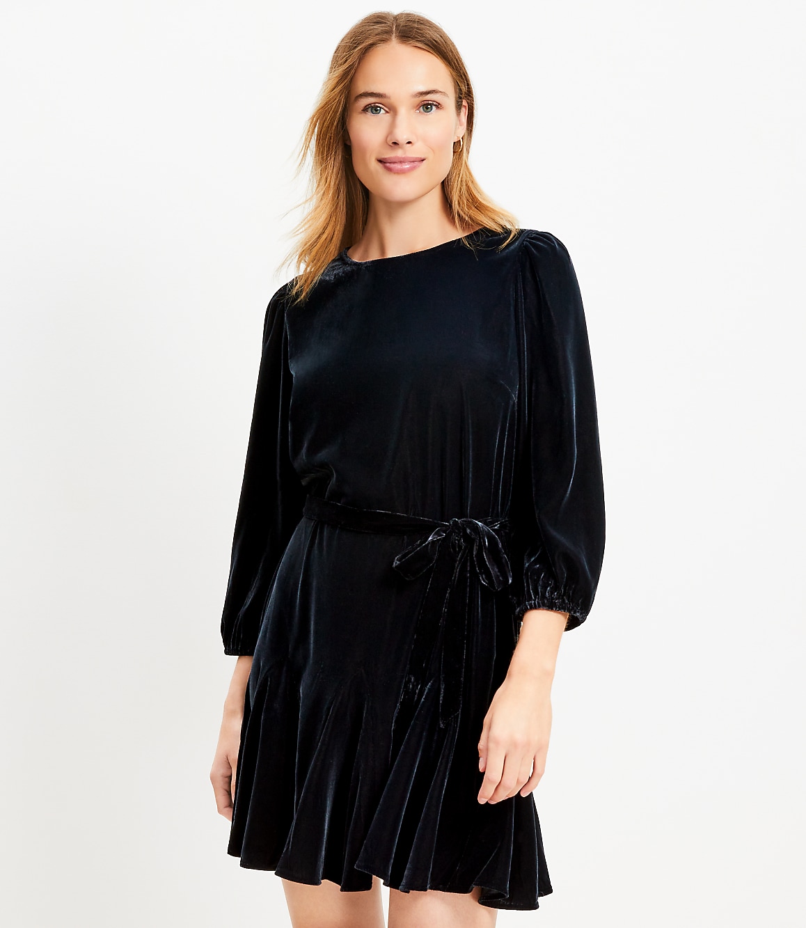 Loft Velvet Godet Mini Dress Size Medium Black Women's