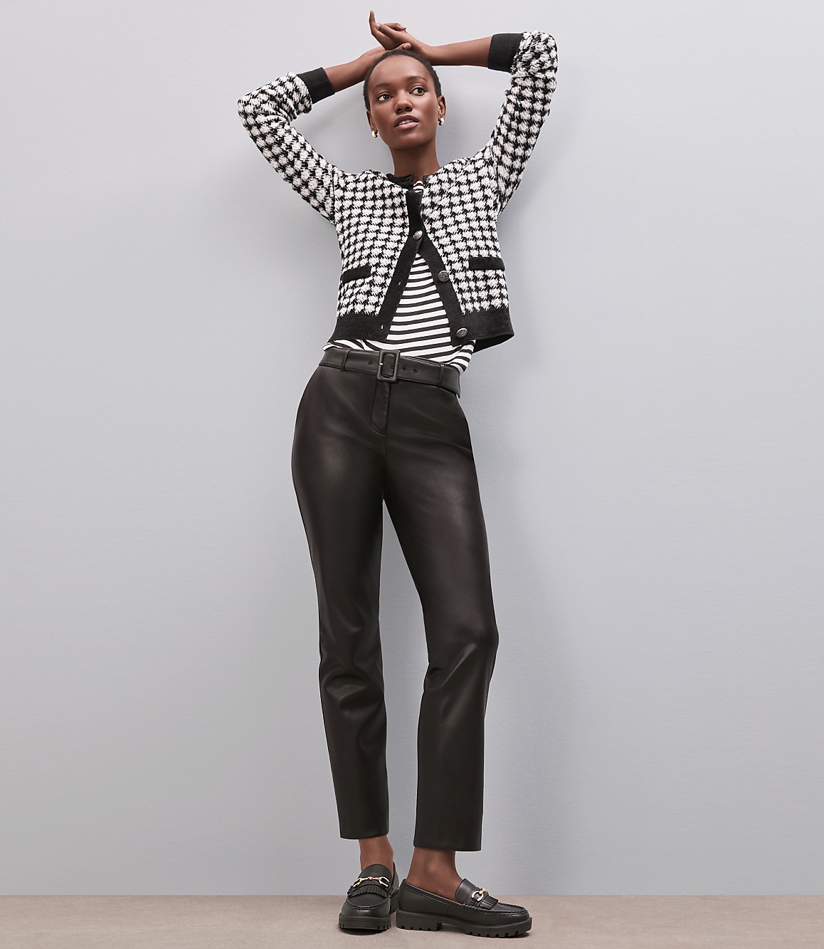 Belted Riviera Slim Pants in Faux Leather