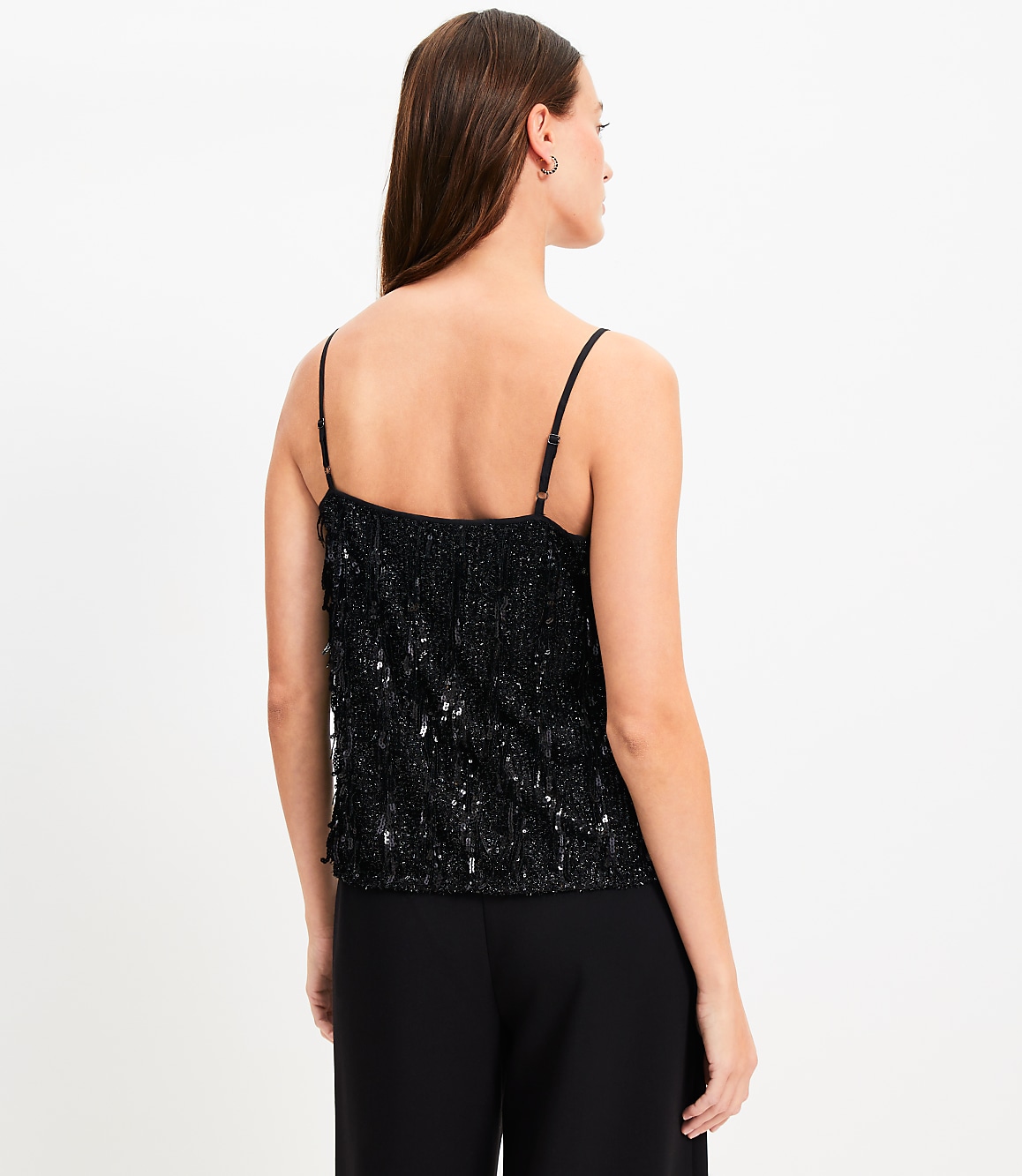 Sequin Fringe Square Neck Cami